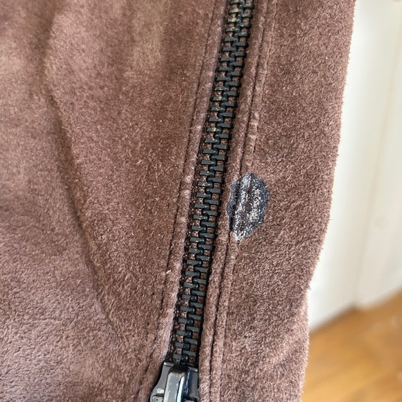 Taupe Suede Leather Moto Style Women's Jacket Size Small - Picture 4 of 7